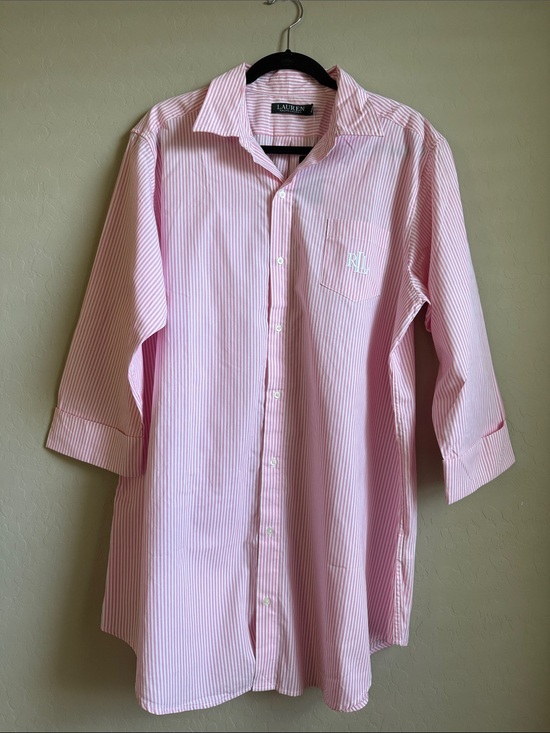 Lauren Ralph Lauren Other - Lauren Ralph Lauren Boyfriend Sleepshirt Pink & White Stripe Cotton Poplin Sz XL